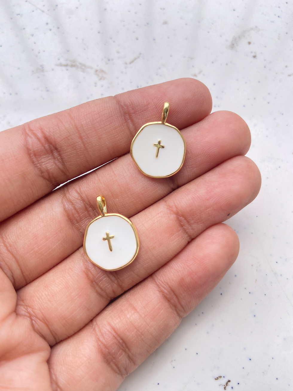 Thumbnail: Irregular circle with enamel design charm