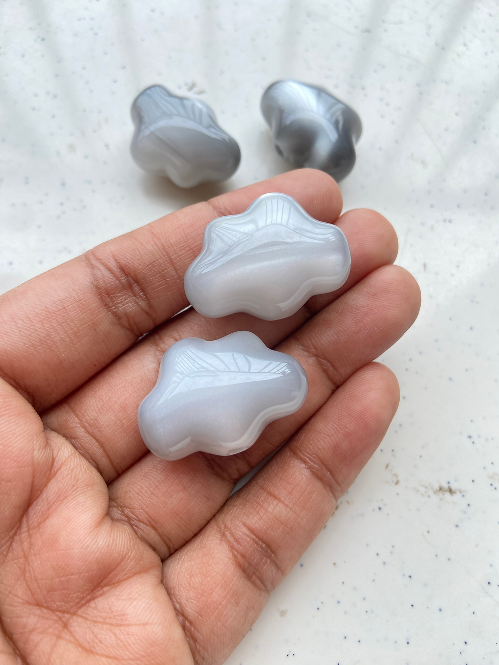 Thumbnail: Premium quality shiny cloud resin bead, vertically drilled