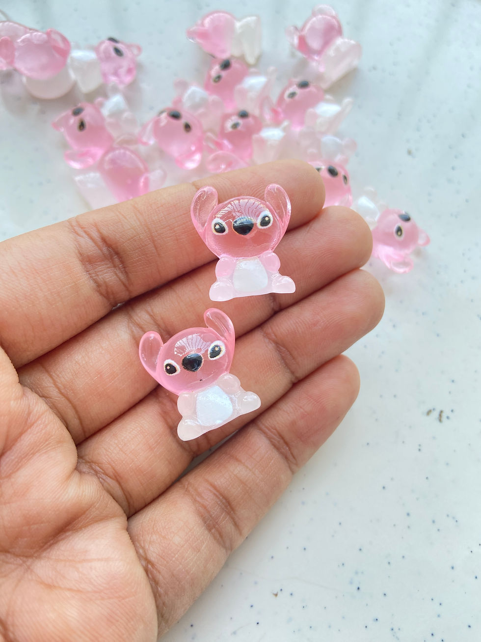 Thumbnail: Stitch resin 3D glow in dark cabachon charm (no hook, no drill)