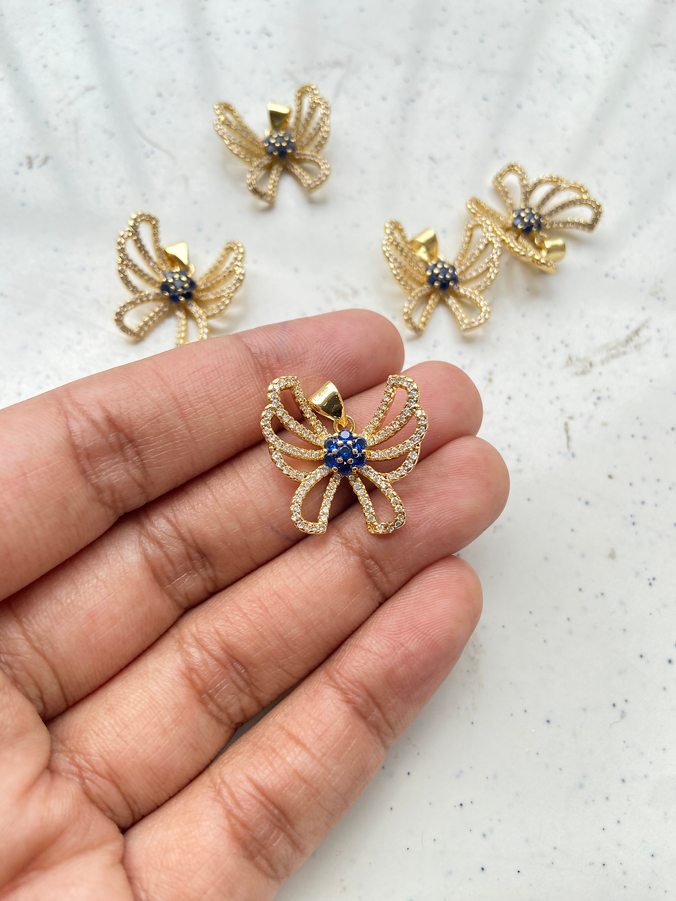 Thumbnail: Hollow designer zircon butterfly charm