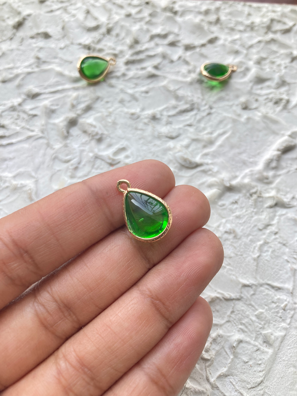 Thumbnail: Gold tone brass teardrop charm