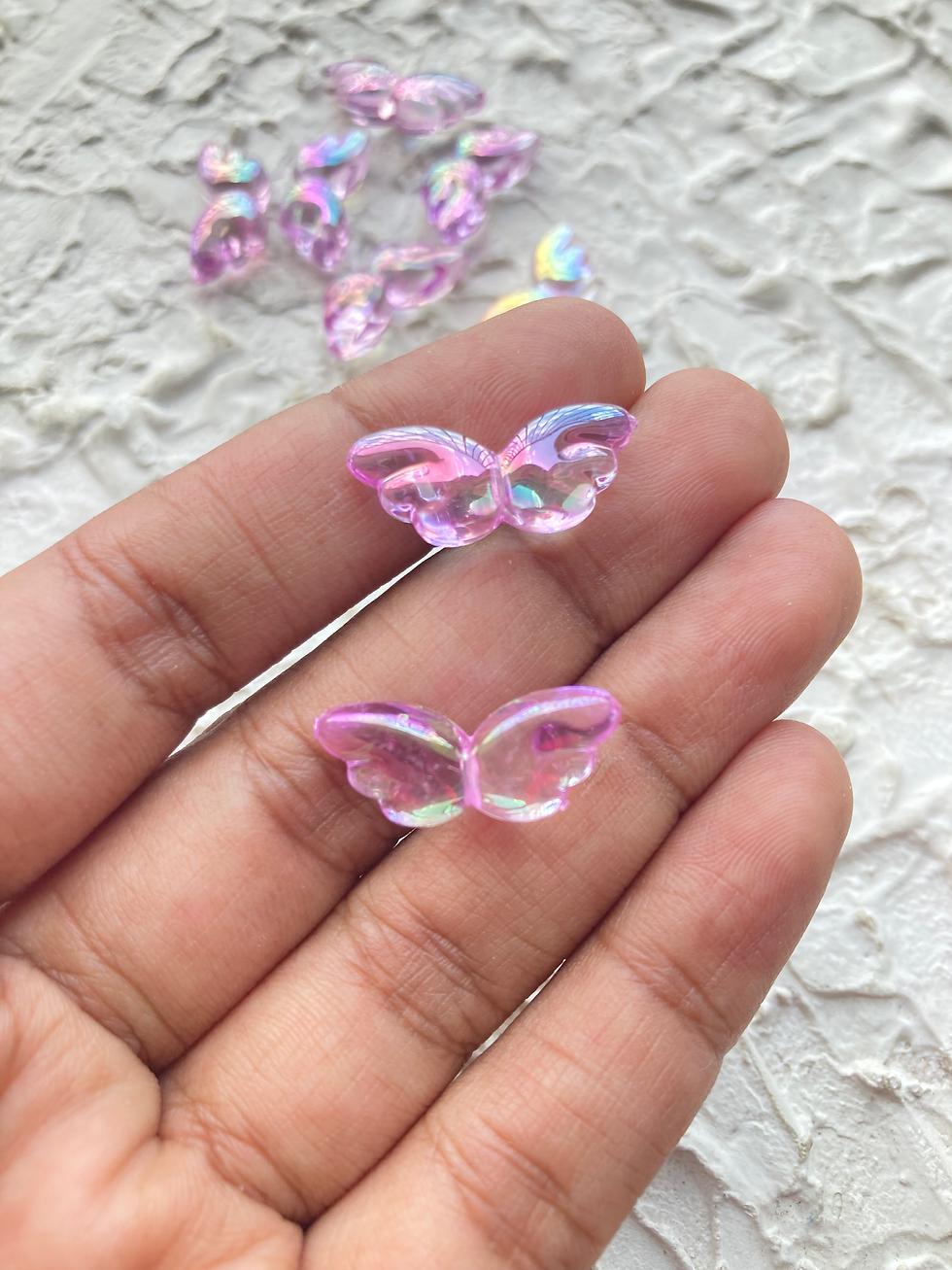 Thumbnail: Acrylic iridescent wing bead, vertically drilled