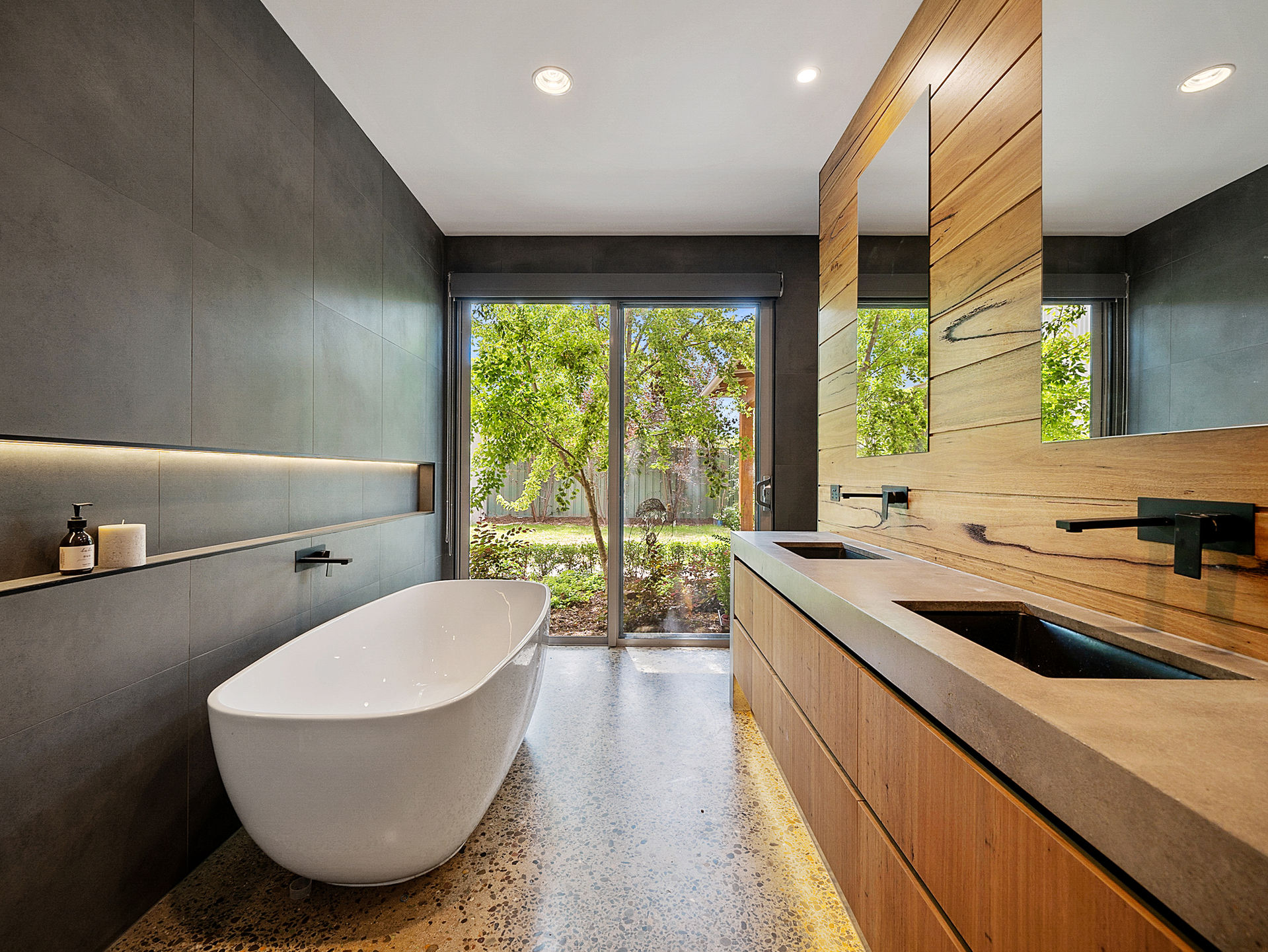 contemporary bathroom floor concrete