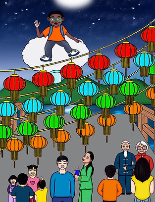 scene of character at Chinese latern festival