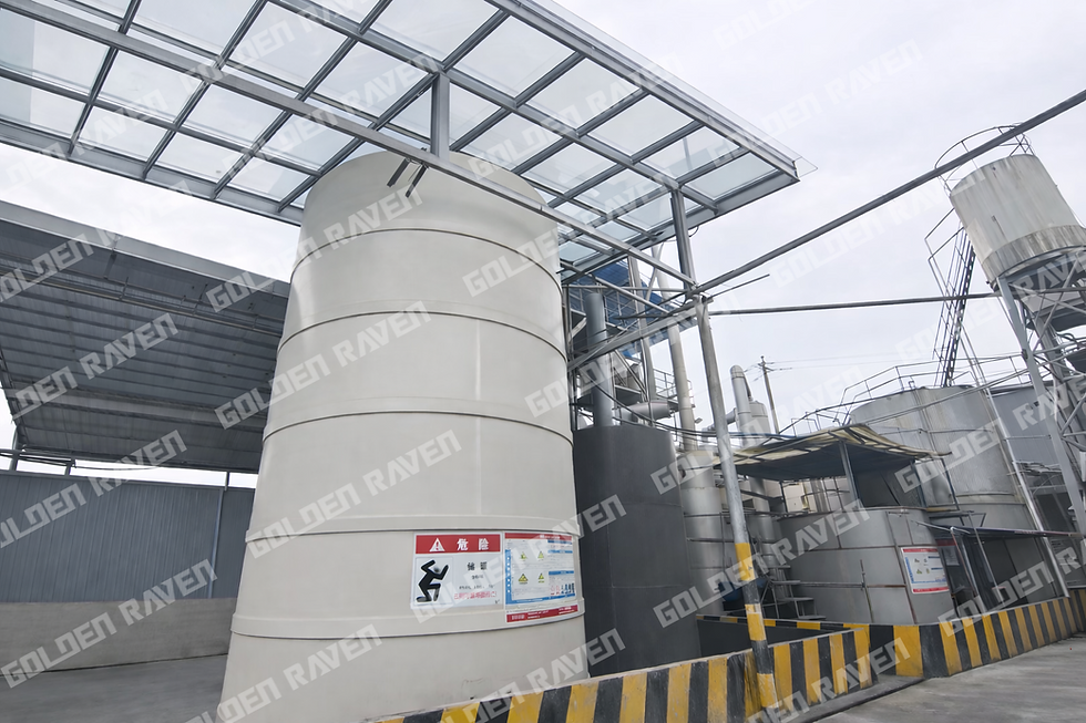 Phosphoric acid storage tank and industrial infrastructure at MKP production facility of Chengdu Golden Raven Technology Co., Ltd.