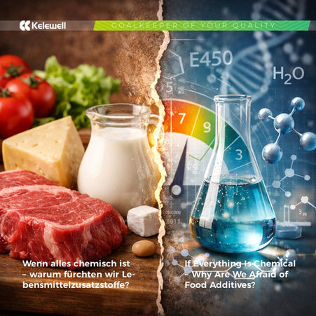 Visualisierung des Zusammenhangs zwischen natürlichen Lebensmitteln und Lebensmittelzusatzstoffen in modernen Lebensmittelsystemen
