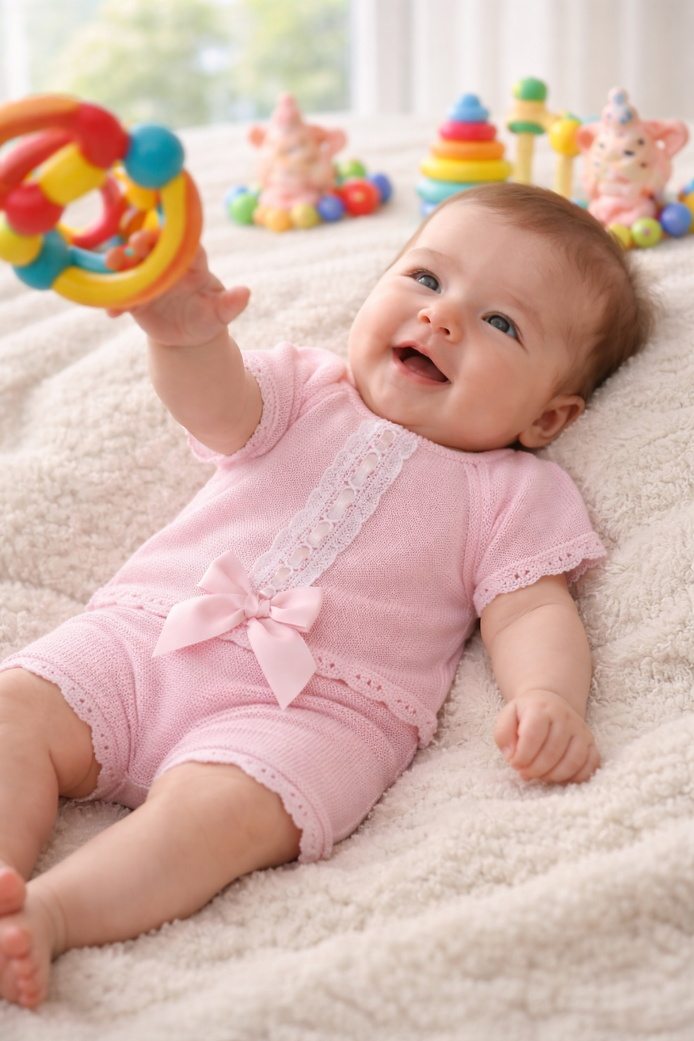 Thumbnail: Baby Girl Knitted Two Piece Short Set