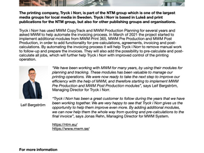 Tryck i Norr to automate invoicing with MWM Print 365