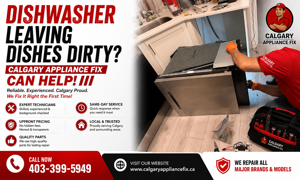 Dishwasher Leaving Dishes Dirty? Repair Service in Calgary, Okotoks & Chestermere | Calgary Appliance Fix