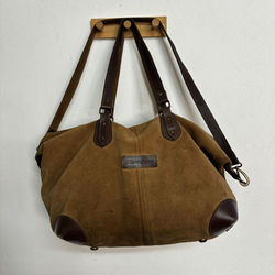 bolso cuero gamuza marron