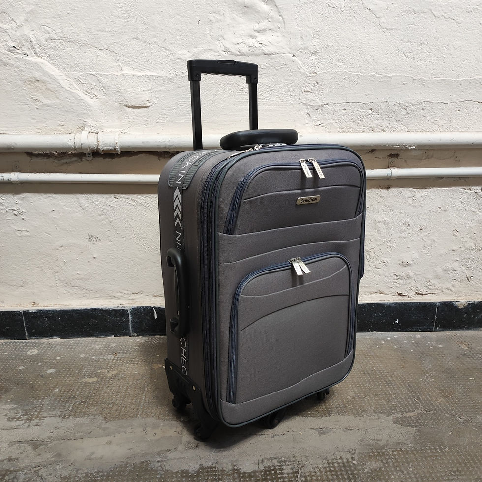 valija chica gris tela checkin