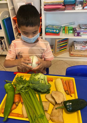 Preschool student playing