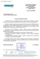 Сибур Русвинил - благодарственное письмо