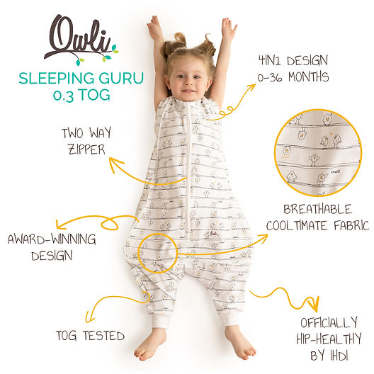 Sleeping Guru Sleepwear Baby Sleepin Bag Owli UK Made For Moms