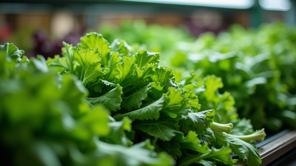 Close-up view of fresh salad greens sorted for redistribution