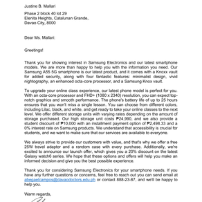 Letter of Inquiry & Response - Campos