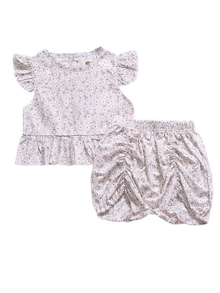 Thumbnail: floral flutter sleeve top and shorts set