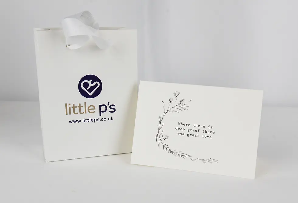 Thumbnail: Little p's gift bag and Gift card where there is deep grief there was great love
