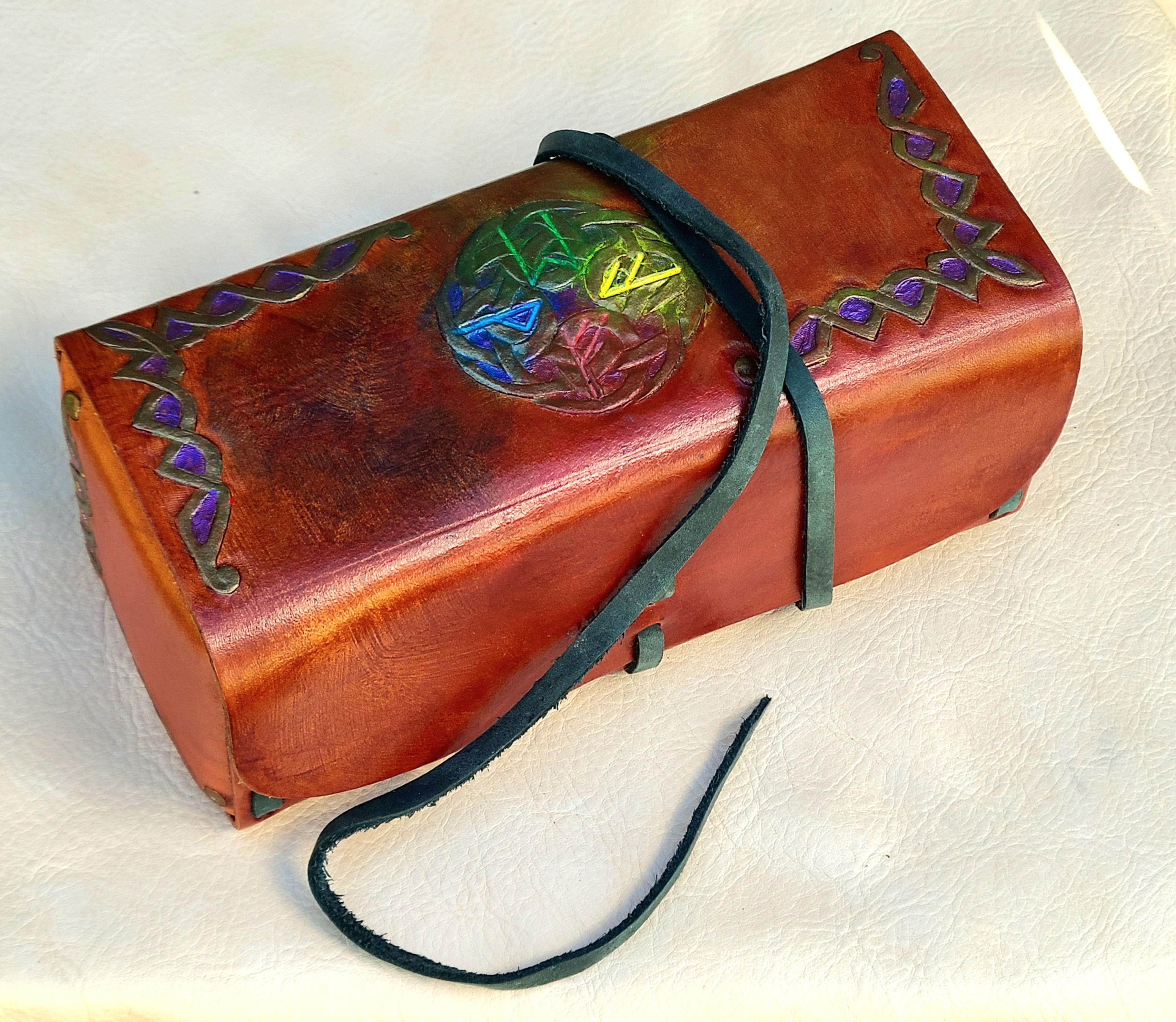Elemental Rune Leather Keepsake Box
