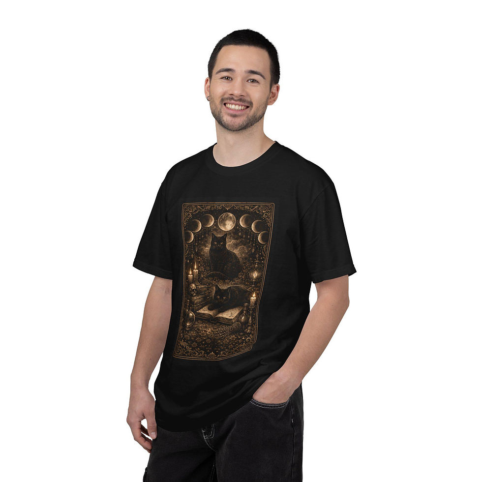Thumbnail: Dark Academia Black Cats Moon Phases T-shirt