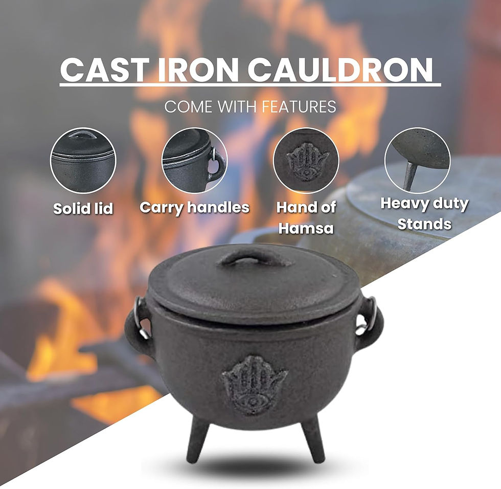 Thumbnail: Cast Iron Cauldron with Lid and Carry Handle 