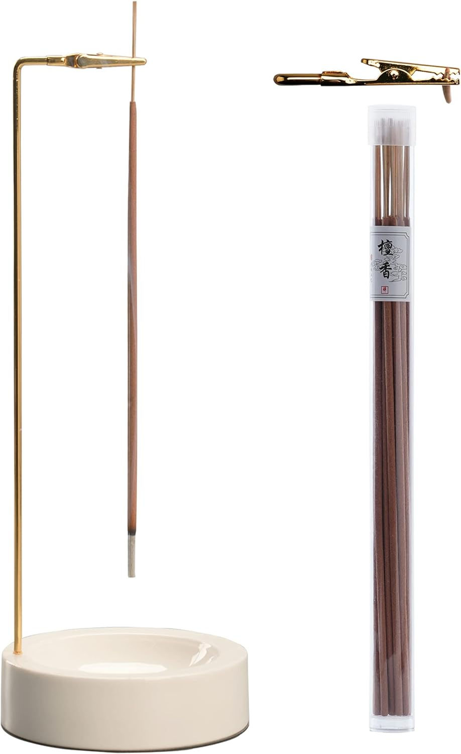Thumbnail: Wooden Incense Holder for Sticks with Glass Ash Catcher with 20 Incense Sticks 