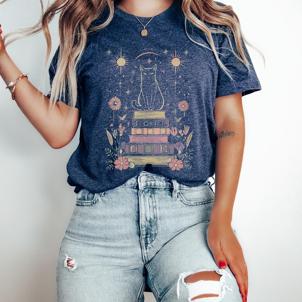 Thumbnail: Mystical Cat Moon & Stars Tee