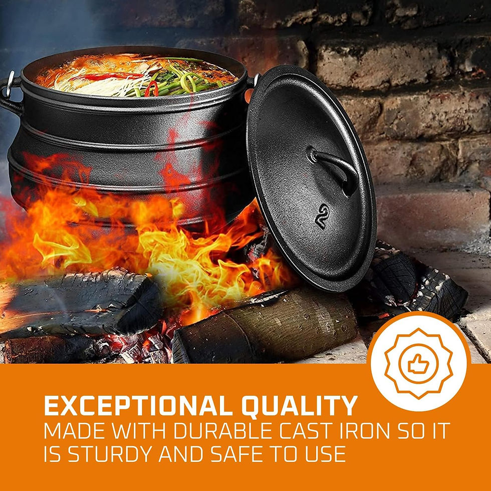 Thumbnail: Bruntmor Pre-Seasoned Cast Iron Cauldron - African Potjie Pot with Lid - 3 Legs