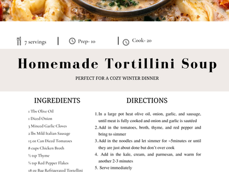 Recipe of the Month! Tortellini Soup