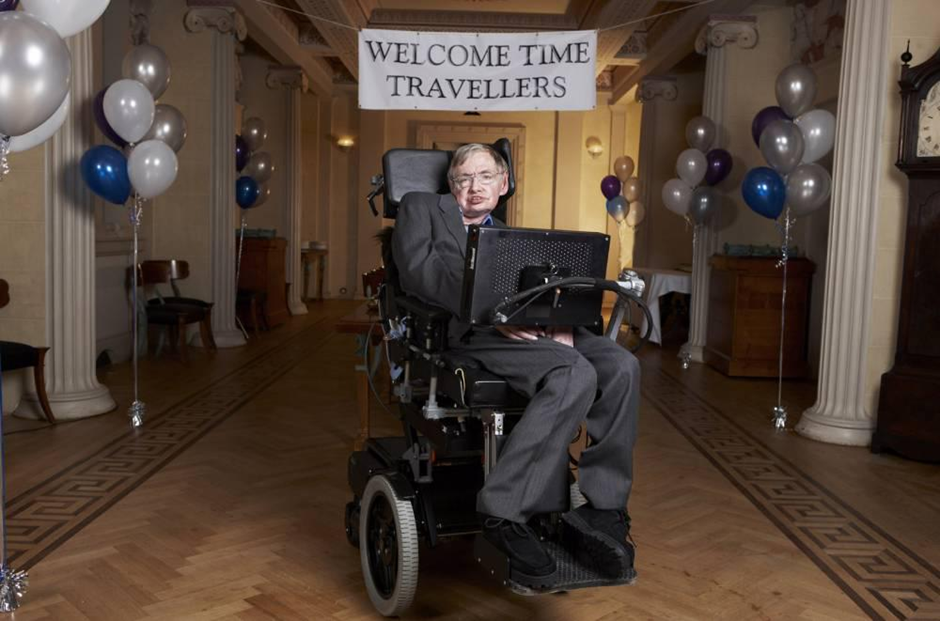 Stephen Hawking at his time travelers' party
