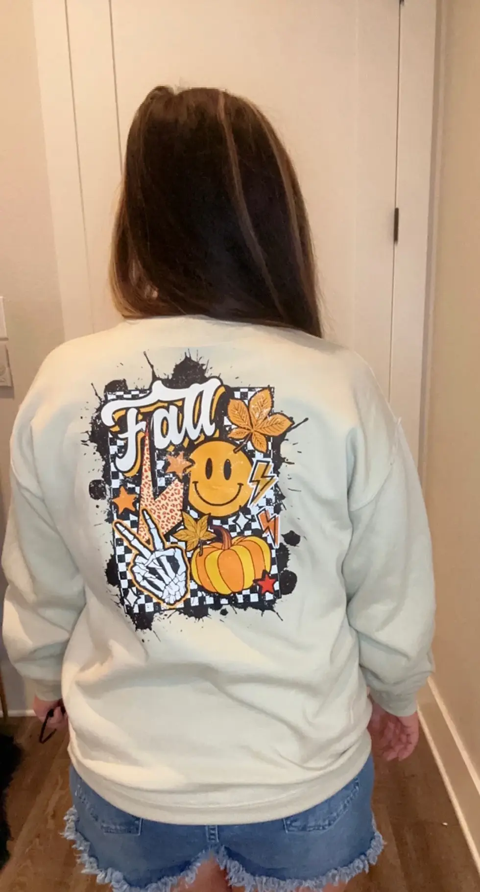 Thumbnail: Retro Fall Sweatshirt, Retro, Smiley, Peace Sign, Halloween Shirt