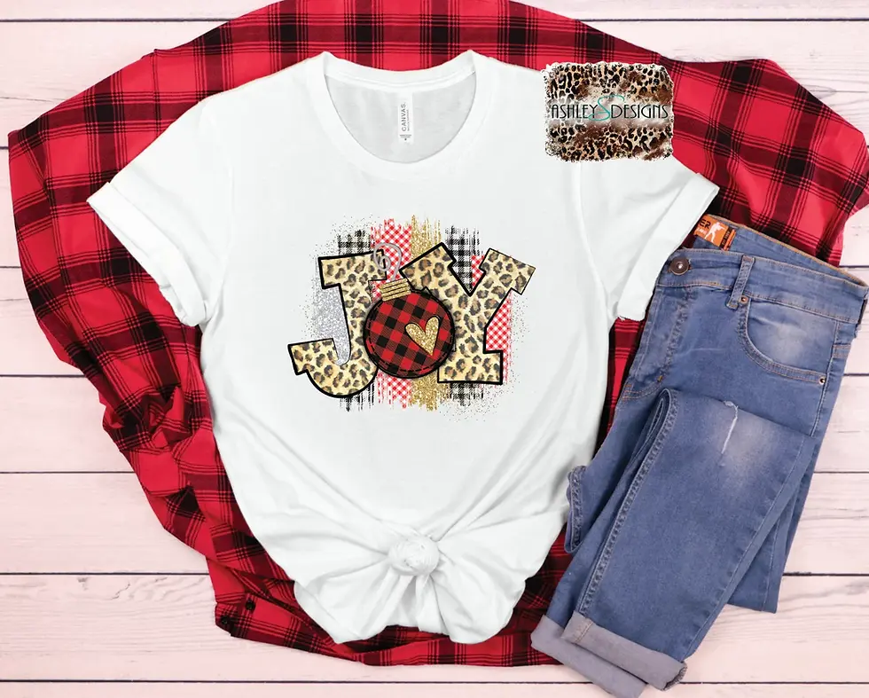 Thumbnail: Joy Buffalo Plaid and Leopard Sweatshirt, Joy Ornament Shirt, Christmas Tee