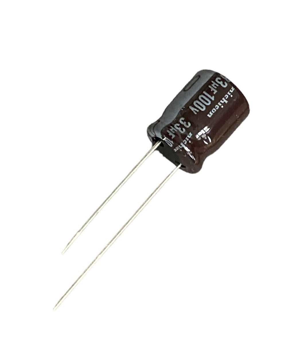 5 PCS Nichicon AL Capacitor Leaded 33uF 33MF 100V