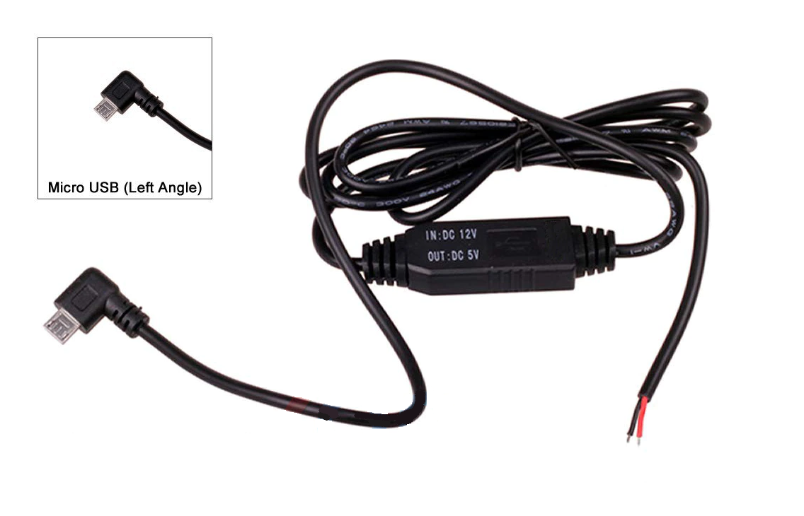 3M DC 12V (8-22V) to 5V 3A Left Angled 90 Degree Micro USB Power Converter Cable