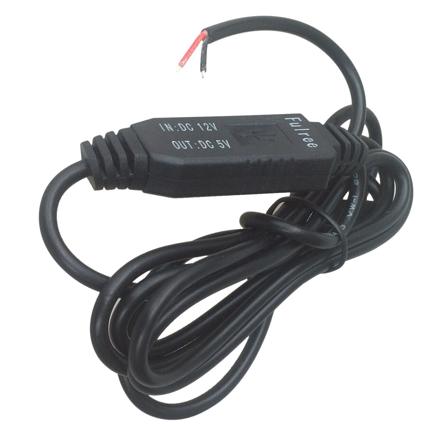 1Meter DC 12V-24V to 5V 3A Left Angled 90°Mini USB Power Converter Adapter Cable