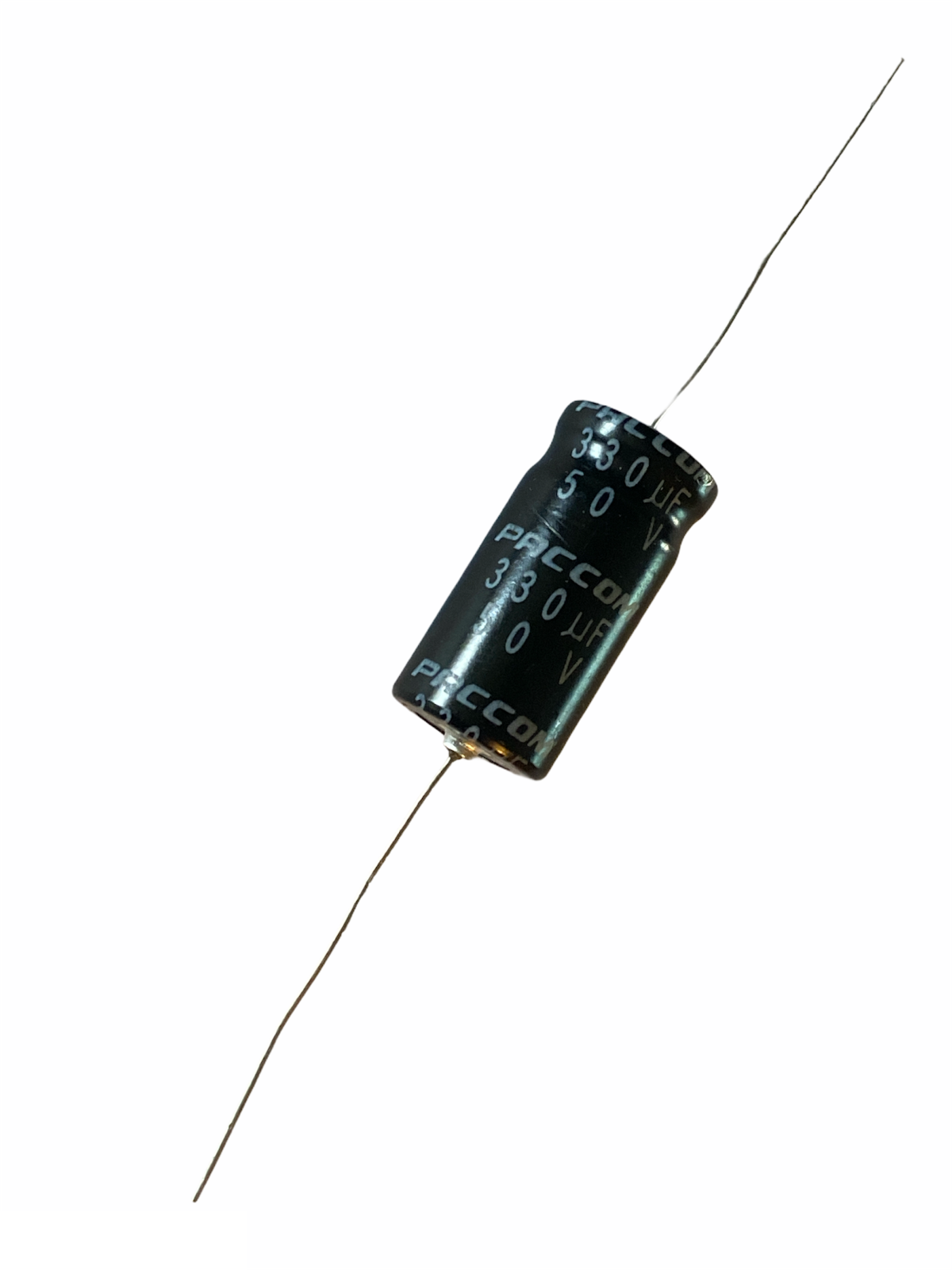 2 PCS PACCOM 330UF 330MF 50V CAP ALUM ELEC AXIAL