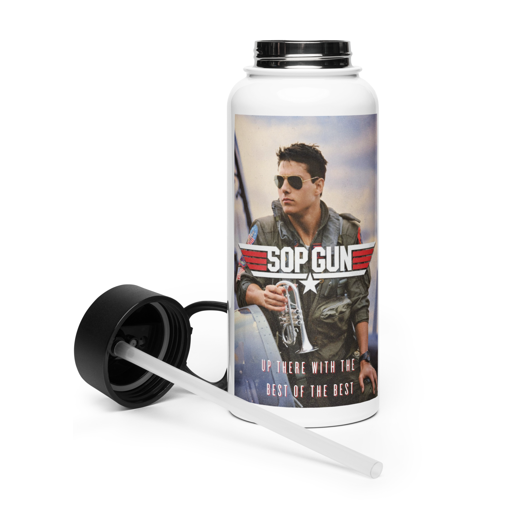 SOP GUN Stainless steel water bottle with a straw lid