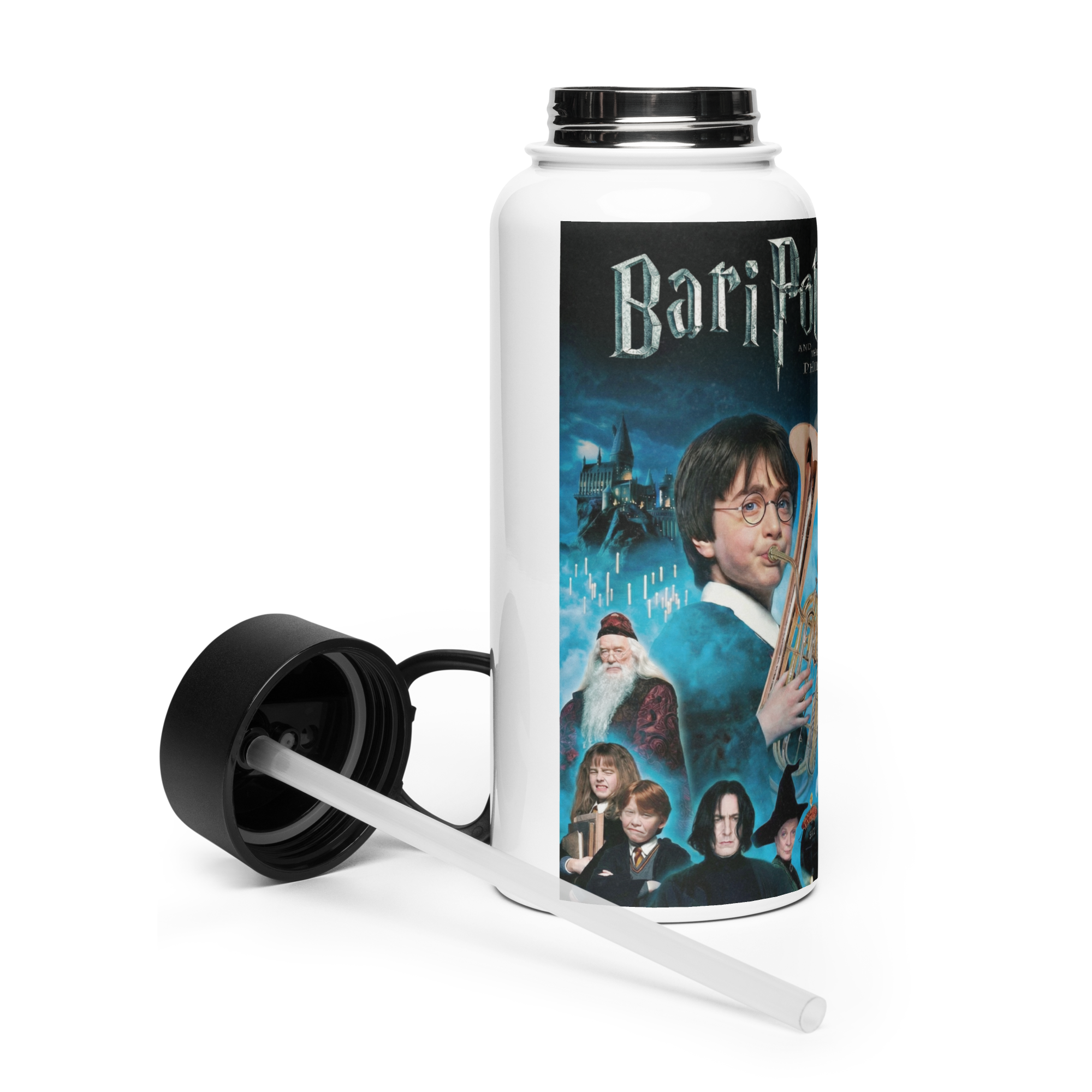 BARI POTTER Stainless steel water bottle with a straw lid