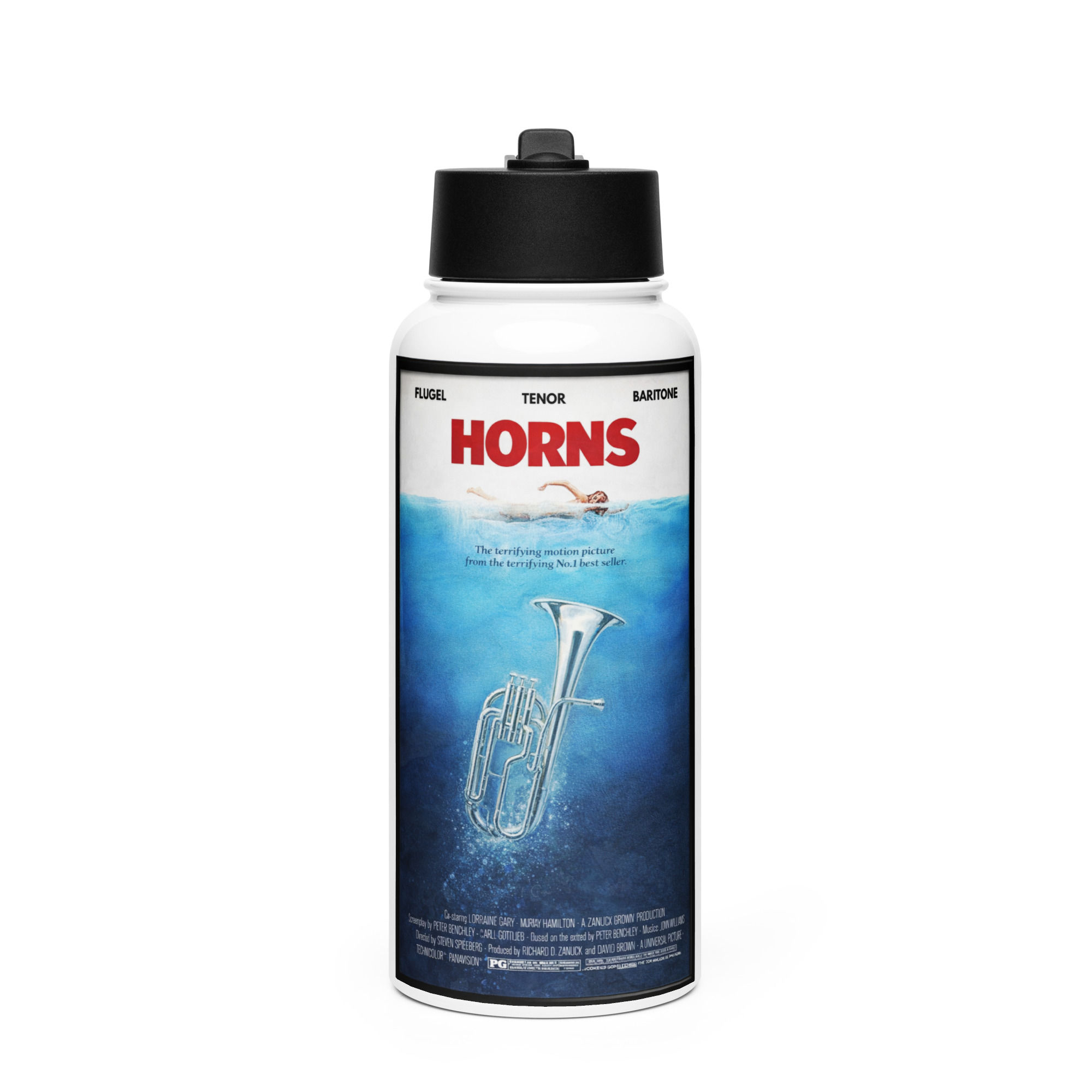 HORNS Stainless steel water bottle with a straw lid