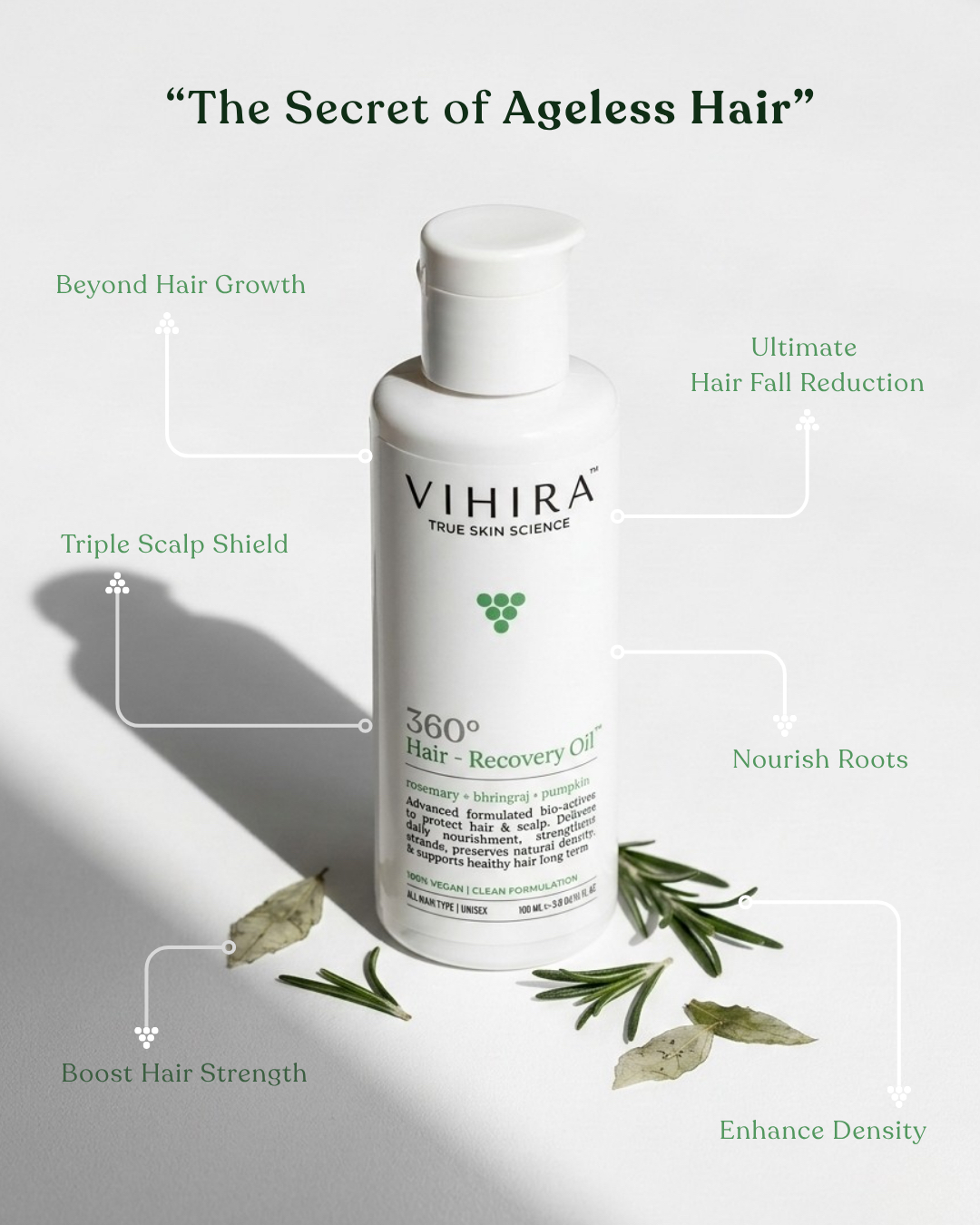 Vihira 360 Hair Recovery Oil bottle best vegan hair oil India 2026