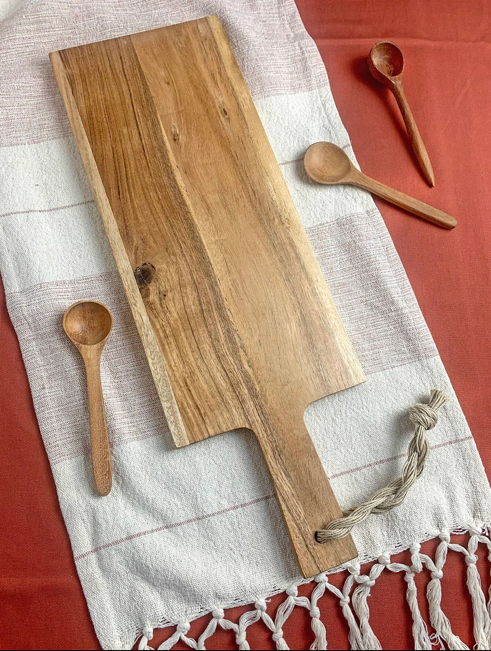 Cutting Board with Braided Handle