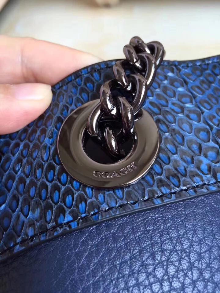 Thumbnail: COACH TURNLOCK EDIE CARRYALL IN COLORBLOCK WITH SNAKESKIN DETAIL COACH 11874