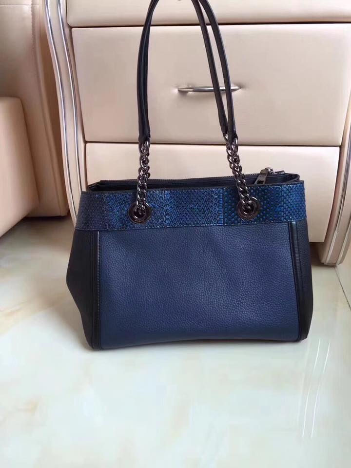 Thumbnail: COACH TURNLOCK EDIE CARRYALL IN COLORBLOCK WITH SNAKESKIN DETAIL COACH 11874