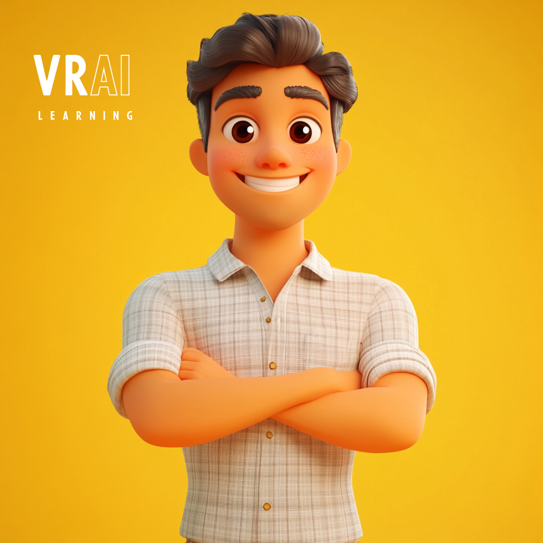 Un avatar conversationnel IA interagit avec un apprenant dans un environnement virtuel, illustrant une formation plus humaine grâce à la technologie.