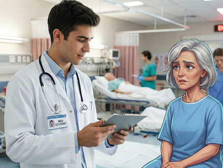 AI avatar interacting with a caregiver in a virtual training environment, simulating mental health scenarios to help students practice communication, detect weak signals, and build confidence in crisis management.