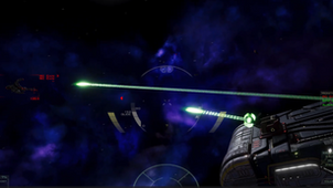 An Orion Destroyer fires its artillery in FreeSpacePort ReCharged