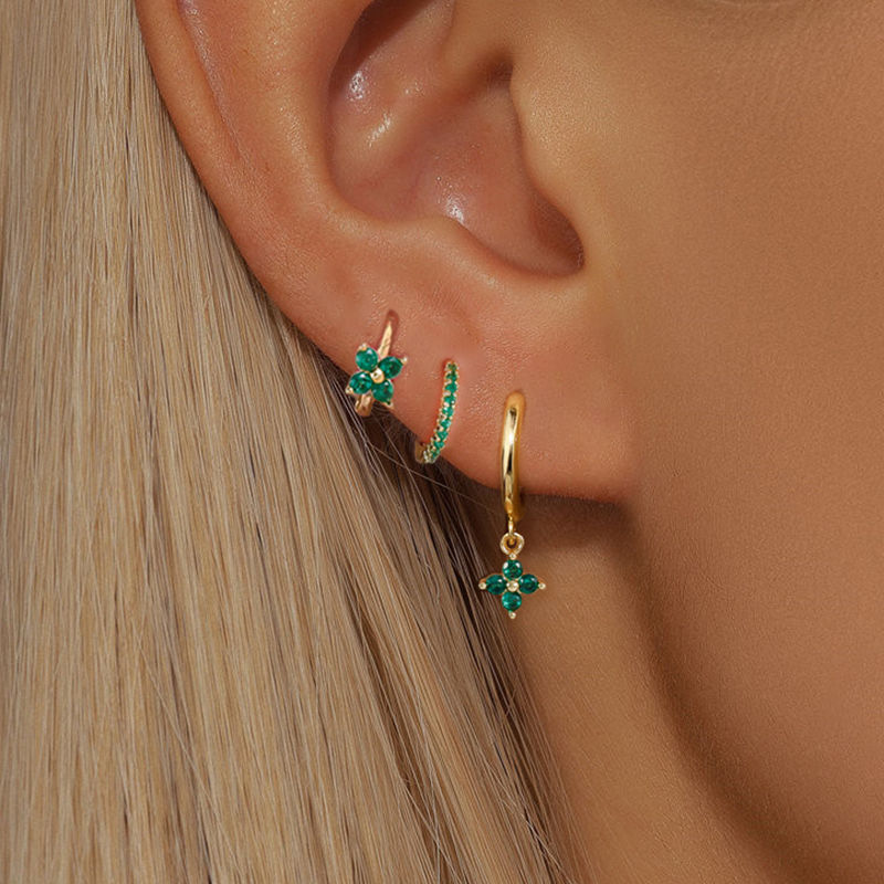 Thumbnail: Fleur Élégance Crystal Flower Earring Set