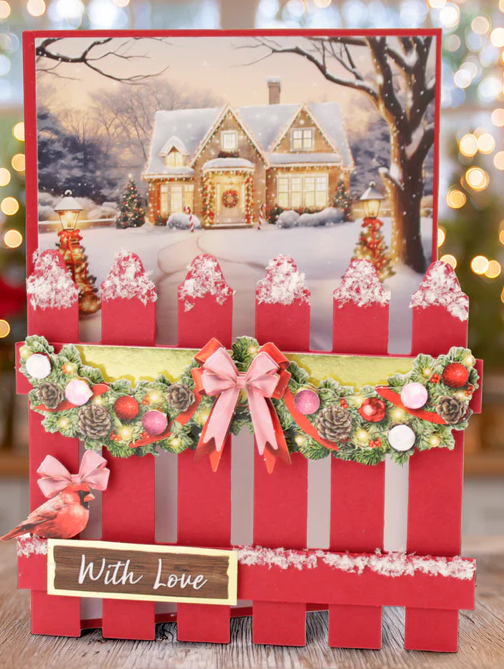 Thumbnail: Christmas Red & Winter Blue 5x7 Picket Fence Cards & Envelopes