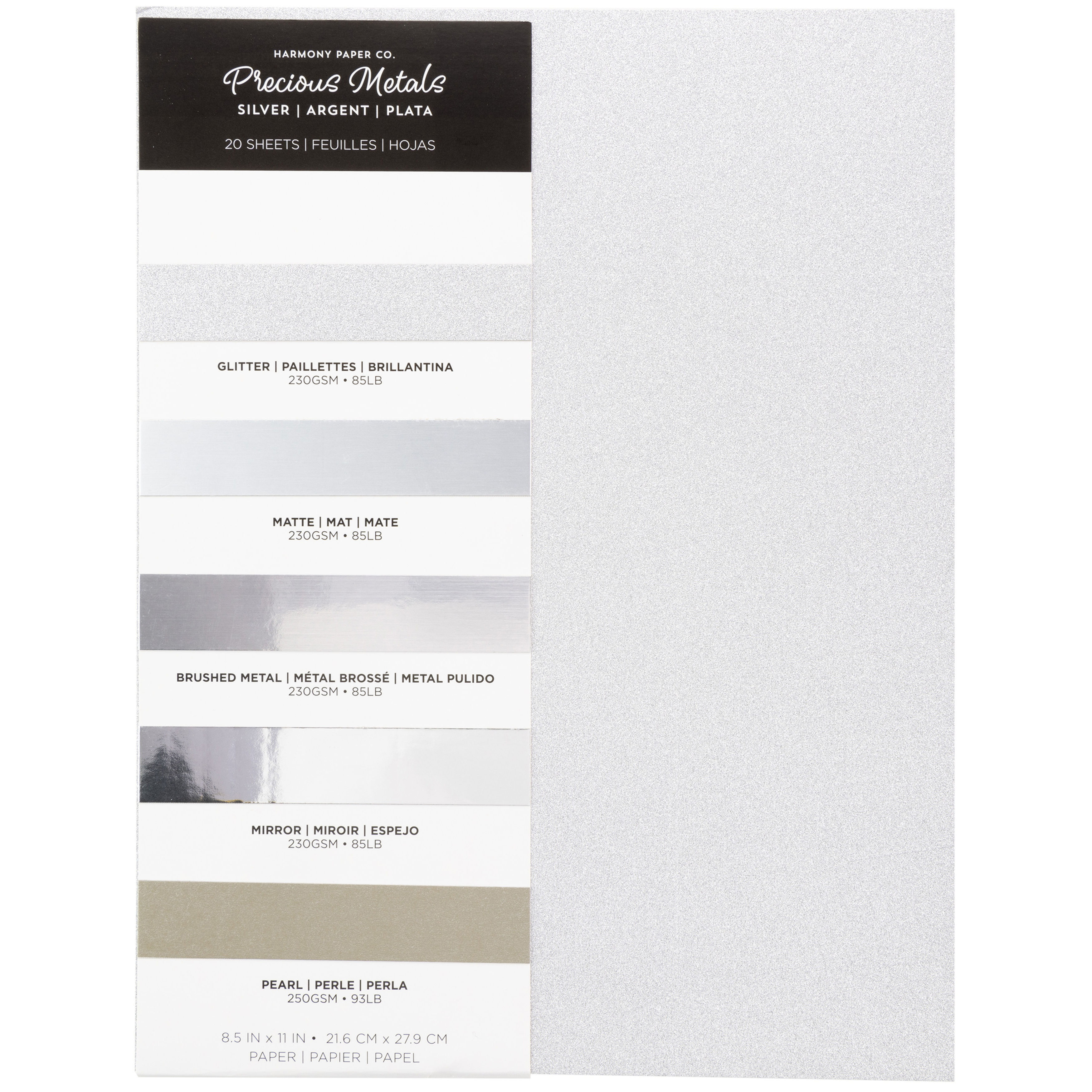 Harmony Precious Metals Cardstock 8.5"X11" Silver