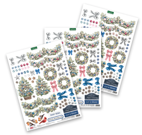 Christmas Floral Embellishments Die Cut Decoupage - Winter
